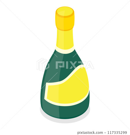 3D Isometric Flat Vector Set of Bottles with Alcohol Drinks, Cocktail Beverages. Item 6 117335299