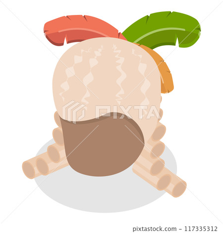 3D Isometric Flat Vector Set of Elegant And Ornate Hairpieces, Medieval Style. Item 1 117335312
