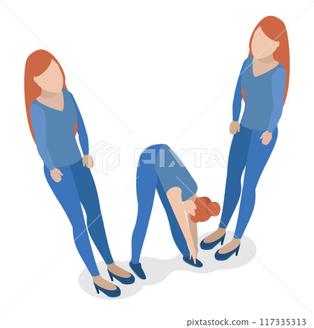 3D Isometric Flat Vector Set of English Alphabet with People, ABC Letters. Item 5 117335313