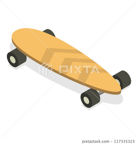 3D Isometric Flat Vector Set of Skateboards, Riding on Board. Item 1 117335323