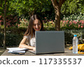 student girl studying at school 117335537