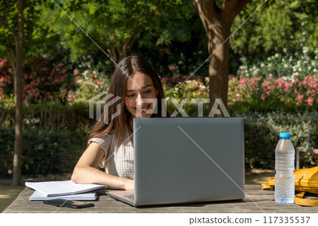 student girl studying at school student girl studying at school 117335537