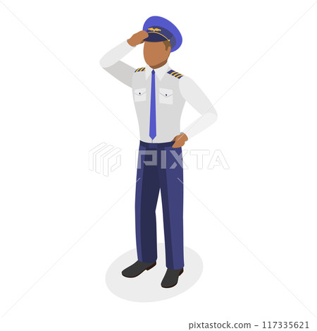 3D Isometric Flat Vector Set of Airport Staff, Group of Airline Employees. Item 10 117335621