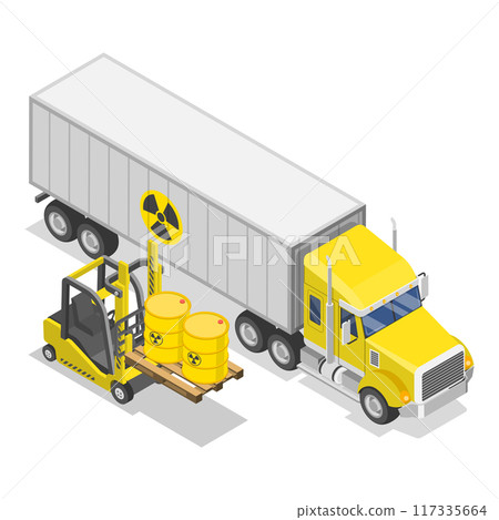 3D Isometric Flat Vector Set of Radioactive Waste Items, Hazardous Waste Management. Item 2 117335664