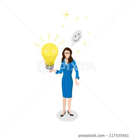 3D Isometric Flat Illustration of Positive Thinking, Optimism or Motivation to Live Happy Life 3D Isometric Flat Illustration of Positive Thinking, Optimism or Motivation to Live Happy Life 117335681