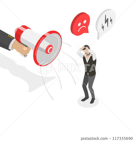 3D Isometric Flat  Illustration of Aggressive Marketing, Fake News 117335690