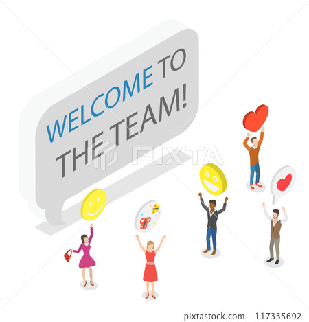 3D Isometric Flat  Illustration of Welcome To The Team, Good Relationship in Company 117335692