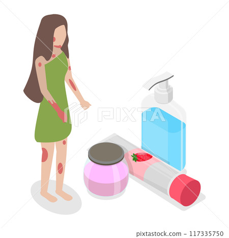 3D Isometric Flat  Illustration of Hyperpigmentation, Dermatology and Cosmetology 117335750