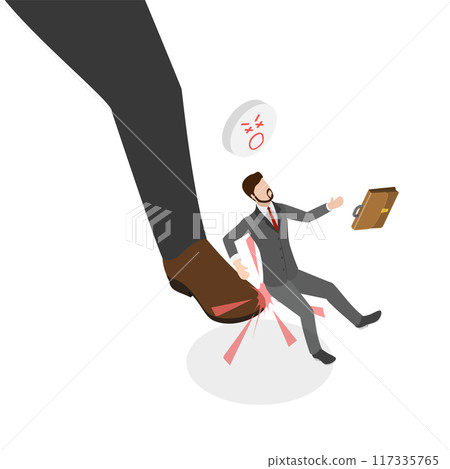 3D Isometric Flat Illustration of Fired from work, Being Kicked Out 3D Isometric Flat Illustration of Fired from work, Being Kicked Out 117335765