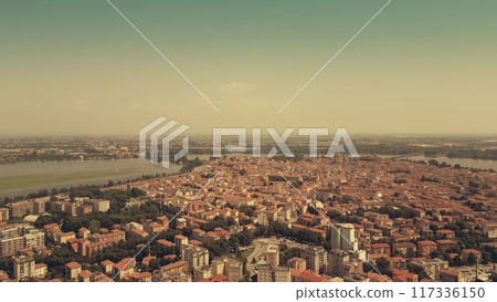 Aerial shot of the city of Mantua in Italy 117336150