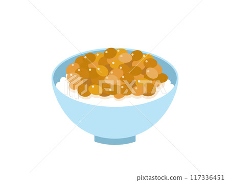 Illustration of natto on white rice Illustration of natto on white rice 117336451