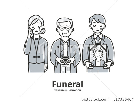 The deceased's husband and children attending the funeral The deceased's husband and children attending the funeral 117336464