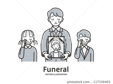 死者的丈夫和孩子參加葬禮 117336465