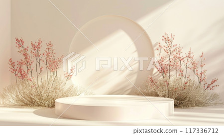 Spring Flowers Podium, Modern Web Award Stage, Minimal Abstract, AI Created 117336712