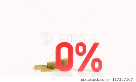 The red zero percent for Business concept 3d rendering. 117337107