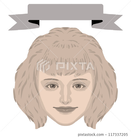 Color illustration 9 of a smiling young woman and a frame (retro style) 117337205