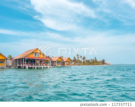 San Blas islands in Panama, tropical beach San Blas islands in Panama, tropical beach 117337711