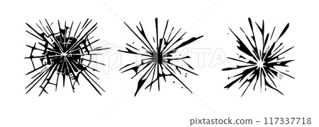Glass crack broken texture window. Ice glass cracked effect background bullet mirror transparent 117337718