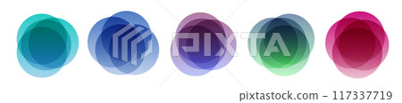 Colorful overlapping circles pattern. Abstract design with vibrant overlapping circles on white 117337719