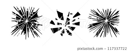 Glass crack broken texture window. Ice glass cracked effect background bullet mirror transparent 117337722