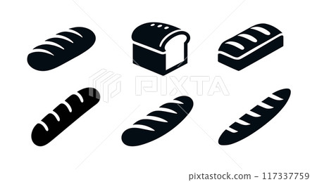Bread symbol baker vector icon. French baguette nutrition black isolated bread simple black icon. Bread symbol baker vector icon. French baguette nutrition black isolated bread simple black icon. 117337759