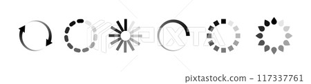Load buffer icon circle. Buffer preloader symbol upload page. Download icon symbol loader vector Load buffer icon circle. Buffer preloader symbol upload page. Download icon symbol loader vector 117337761