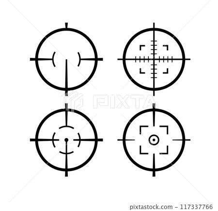 Target aim sight vector icon. Military target shot gun army crosshair focus symbol aim pointer Target aim sight vector icon. Military target shot gun army crosshair focus symbol aim pointer 117337766