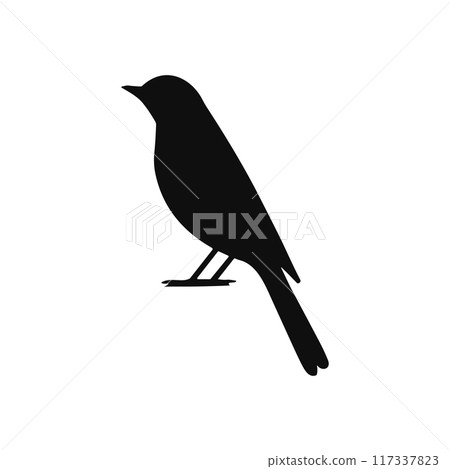 Bird vector silhouette icon. Animal bird nature wildlife black sparrow hawk icon 117337823