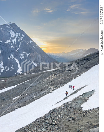 Hiking to Pointe de la Rechasse in National Park of Vanoise, France Alps 117337824