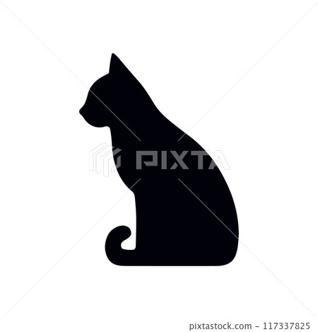 Cat silhouette vector logo icon. Black cat silhouette illustration isolated kitten pet cartoon icon 117337825