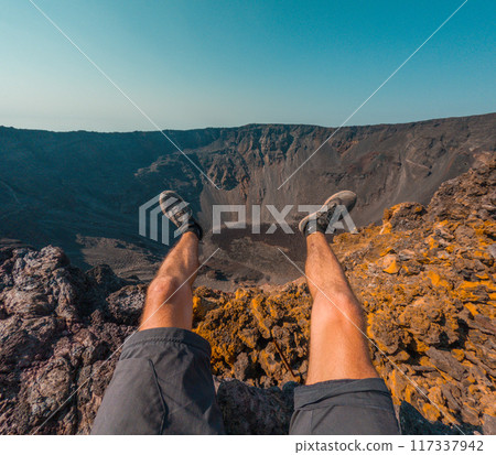 Top of the Piton de la Fournaise volcano in Reunion, France, Africa Top of the Piton de la Fournaise volcano in Reunion, France, Africa 117337942
