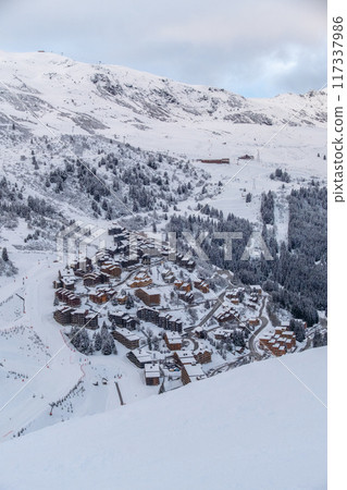 Meribel - ski domain in the French alps of France 117337986