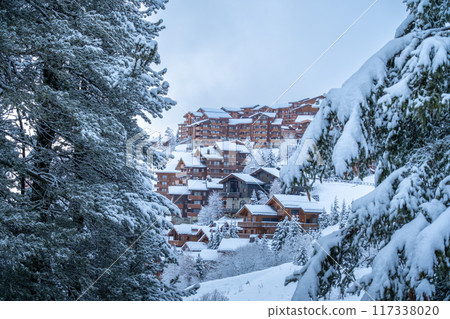 Meribel - ski domain in the French alps of France Meribel - ski domain in the French alps of France 117338020