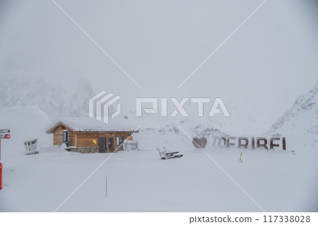 Meribel - ski domain in the French alps of France 117338028
