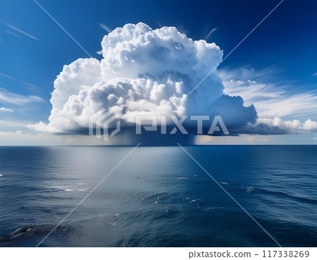Cumulonimbus clouds rising into the sea 117338269