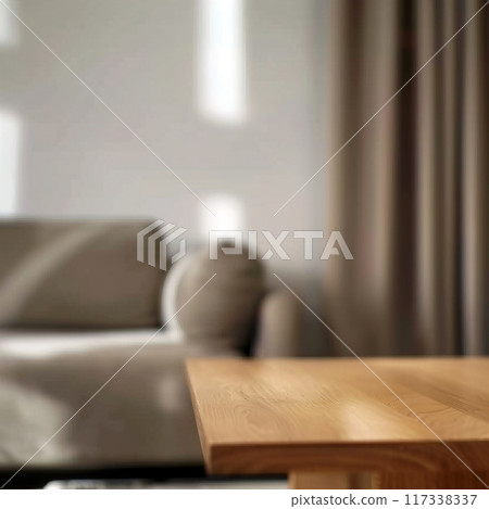 Home interior background with tabletop, product placement backdrop, cozy home decor 117338337