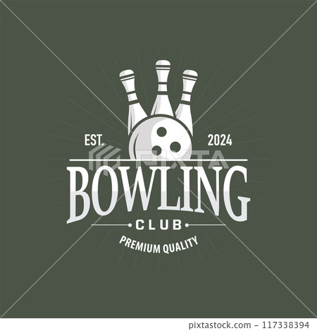 Bowling Sports Club Logo, Bowling Ball And Pin Design Vector Tournament Templet Illustration 117338394