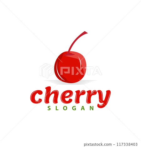 Red berry fruit garden plant silhouette design template cherry logo vector illustration Red berry fruit garden plant silhouette design template cherry logo vector illustration 117338403