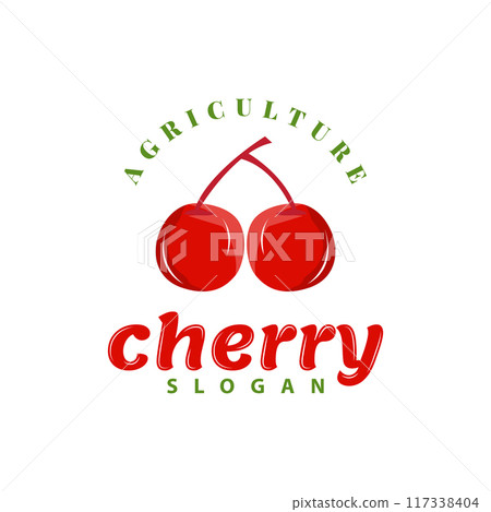 Red berry fruit garden plant silhouette design template cherry logo vector illustration Red berry fruit garden plant silhouette design template cherry logo vector illustration 117338404