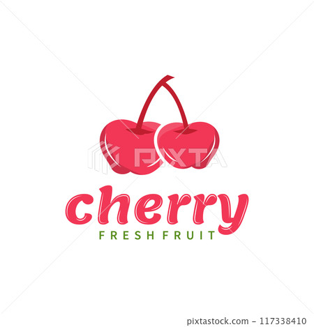 Red berry fruit garden plant silhouette design template cherry logo vector illustration Red berry fruit garden plant silhouette design template cherry logo vector illustration 117338410