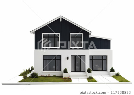 住宅建築插圖。創建時考慮到了視角。 117338853