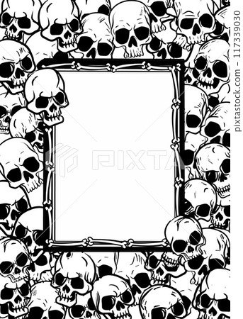 Hand Drawn Doodle Style Skull Frame Coloring Page Hand Drawn Doodle Style Skull Frame Coloring Page 117339030