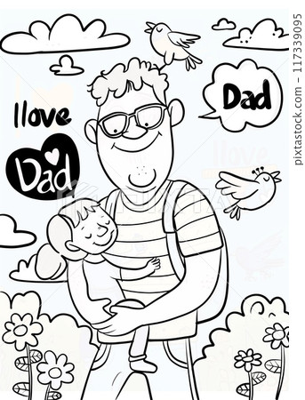 Father's Day Coloring Page with Dad and Daughter Father's Day Coloring Page with Dad and Daughter 117339095