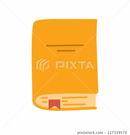 orange book or notebook. School office. element for decoration of postcard for September 1. orange book or notebook. School office. element for decoration of postcard for September 1. 117339578