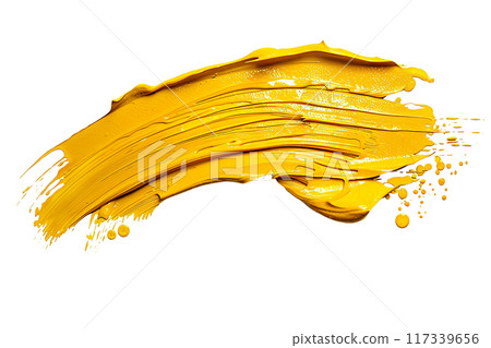 Yellow Paint Brushstroke PNG Transparency Isolated Art 117339656