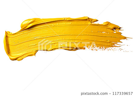 Yellow Paint Brushstroke PNG Transparency Isolated Art 117339657
