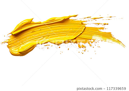 Yellow Paint Brushstroke PNG Transparency Isolated Art 117339659