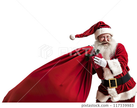 Santa Claus Carrying Sack of Gifts PNG Transparency 117339983