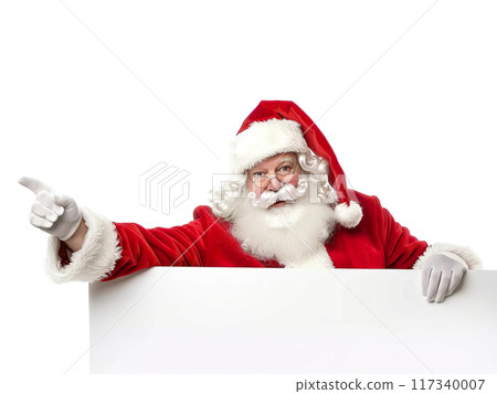 Santa Claus Pointing and Holding Blank Sign PNG Transparency 117340007