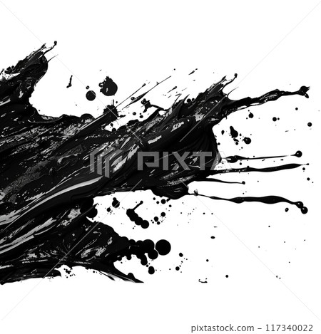 Abstract Black Paint Splash on Transparent Background 117340022